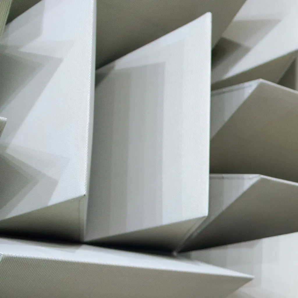 Angular white acoustic baffles lining the walls of a sound-control chamber.