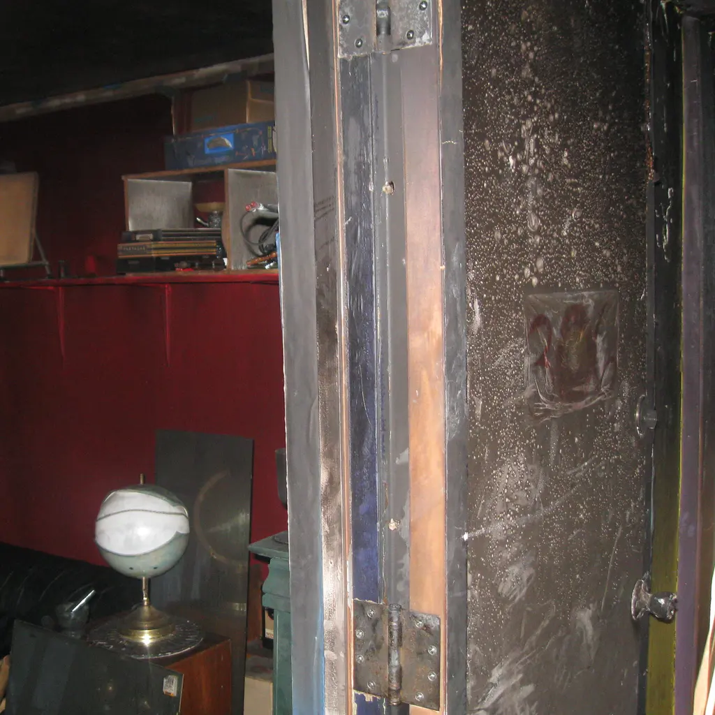 Smoke-blackened interior surfaces and a soot-stained door frame in a room requiring post-fire restoration.