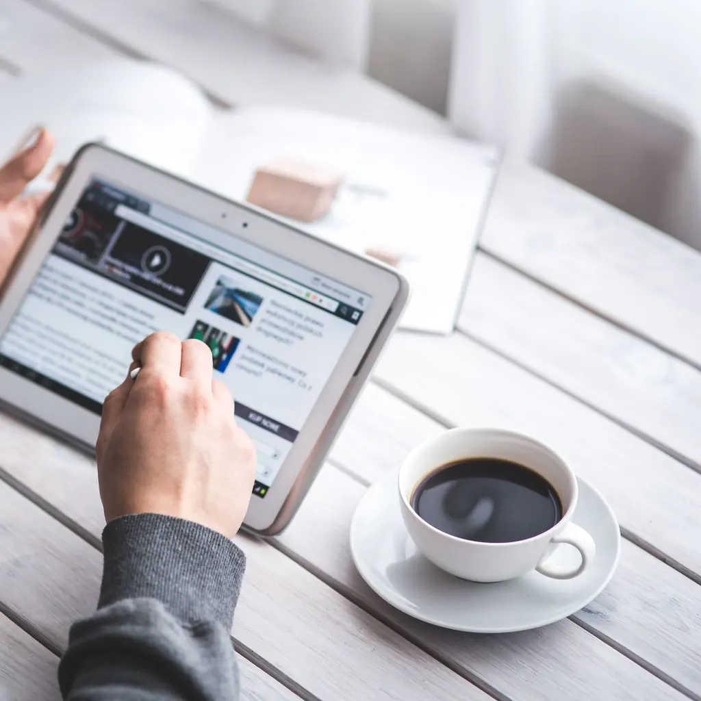 An article being reviewed on a tablet.