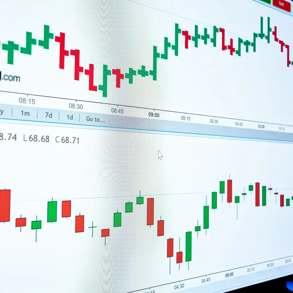 Two financial-market charts on a trading screen.