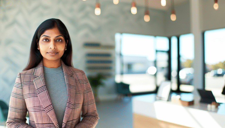 Confident businesswoman highlights how proactive communication can save your business from insurance pitfalls.