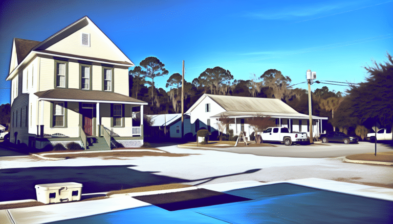 Image of a neighborhood showcasing homes, emphasizing the convenience of mobile certificates for managing home insurance on the go.