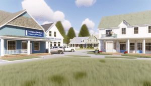 "Insurance services in a residential area highlighting the impact of inflation on insurance costs."