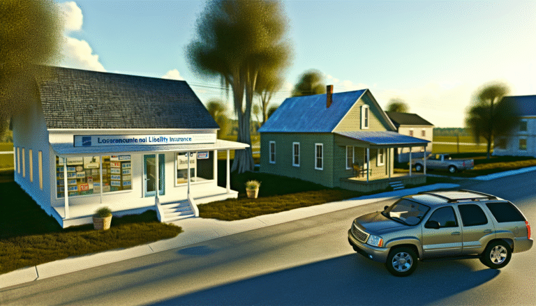 A small-town scene featuring a liability insurance office for discussing the importance of liability insurance for small businesses.