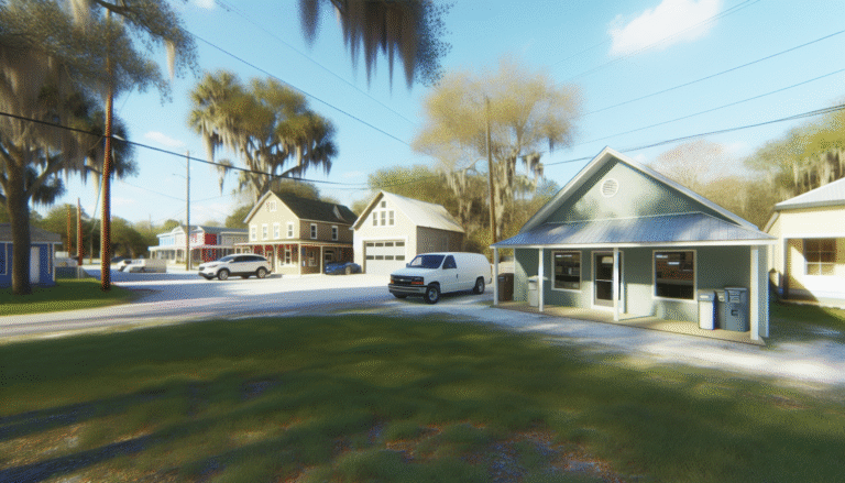 A quaint neighborhood scene, highlighting time-saving insurance tips for busy families in a warm, inviting atmosphere.